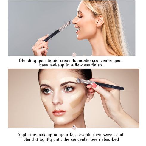 ENERGY Angled Flat Concealer Brush for Under Eye, Nose Contour, Liquid Foundation, Cream, and Press Powder Blending