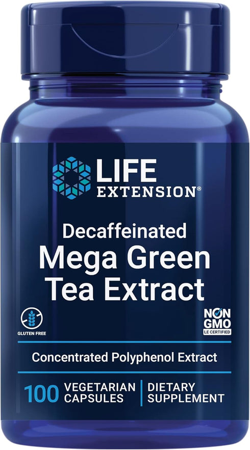 Life Extension Decaffeinated Mega Green Tea Extract, 100 Capsules, Antioxidant Protection