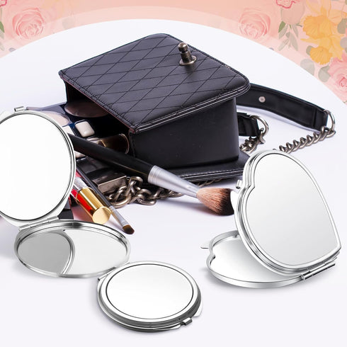 Jetec 6 Pcs Sublimation Blanks - Small Compact Mirror Bulk Folding Pocket Makeup Mirror for Women Gift Travel