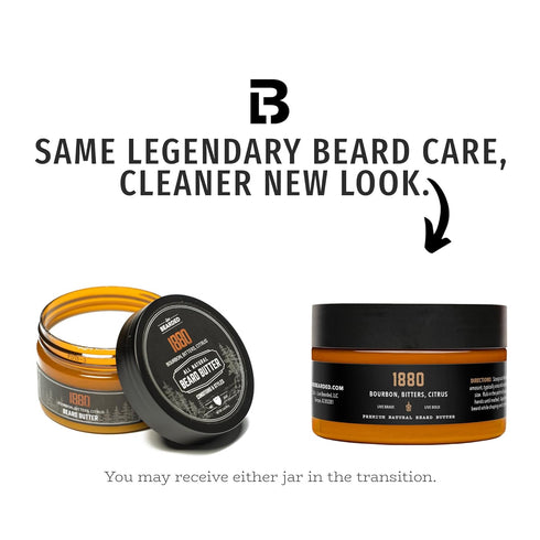 Live Bearded Beard Butter, 3 fl oz, All-Natural Leave-in Conditioner and Softener with Shea, 1880 Scent - Bourbon,