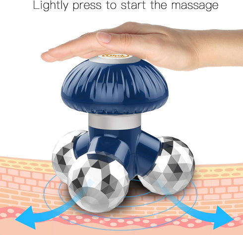 QHYK 3 Handheld Electric Massager, Battery Operated or USB Power, Kneading Massage Heads, Mini Portable Body Vibrating