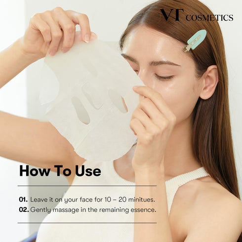 VT COSMETICS Daily Soothing Mask, 30ea, Hydrating Facial Sheet Mask, 30 Day Supply, Cica Face Mask
