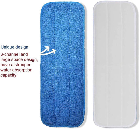 Microfiber Replacement Mop Pad - 18" x 6" Wet & Dry Cleaning Refills, Reusable Floor Mop Pads (6 Pack)