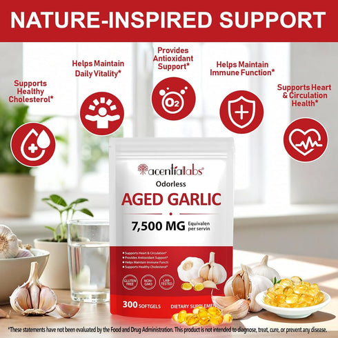 Maaoun 300 Bulb Aged Garlic Extract Capsules Softgels | Odorless Aged Garlic Formula from Allium Sativum | Non-GMO
