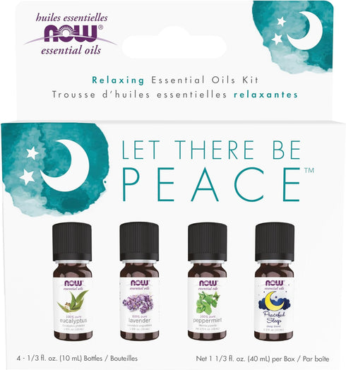 Let There Be Peace & Quiet Relaxing Essential Oils Kit, Now Foods 4-10 mL Oil