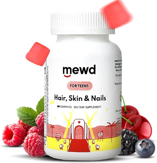 MEWD Teen and Kids Hair, Skin & Nails Support Multivitamin Gummies -