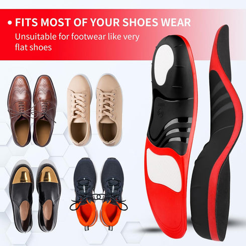(220+lbs) Plantar Fasciitis Strong Arch Support Insoles for Men Women, Orthotic Inserts for Flat Feet Pain Relief, Black
