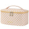 KITENROM Preppy Makeup Bag, Travel Cosmetic Bags for Women, Multi-color Checkered Small Pouch, Waterproof (Pink