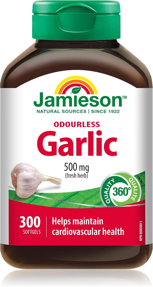 Jamieson Laboratories Jamieson Odourless Garlic 500mg 300 Softgels