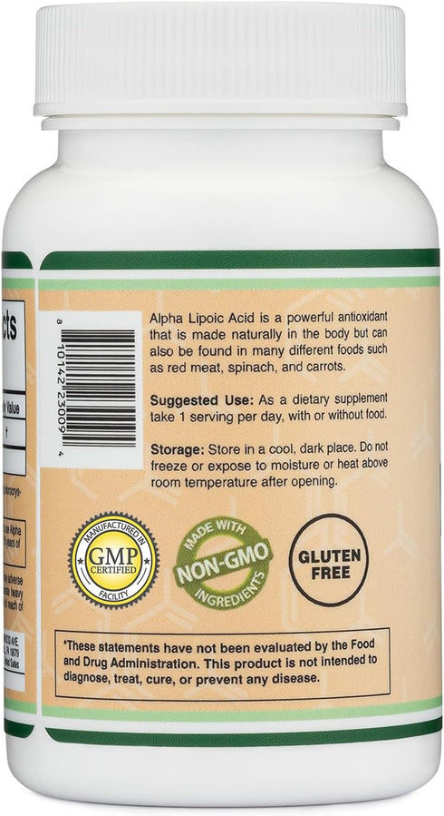 Alpha Lipoic Acid 600mg, 60 Capsules, Potent Antioxidant for Neuropathy and Cardiovascular Health (ALA Supplement)