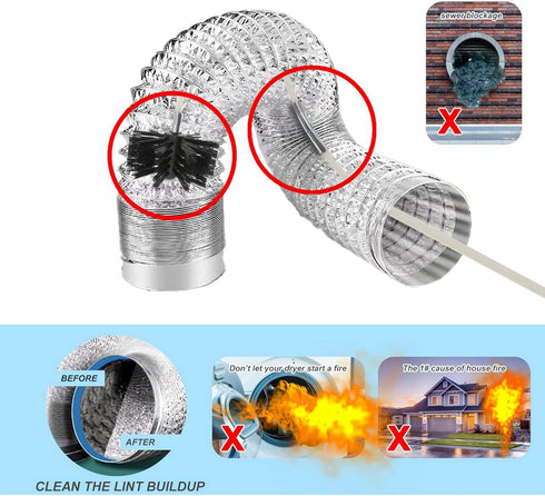 Dryer Vent Cleaner Kit, 20ft Flexible Lint Brush with Drill Attachment for Fast Cleaning