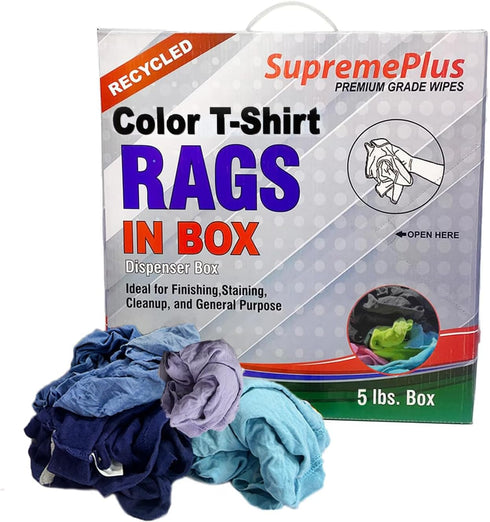 Recycled Color Knit Rags, Shop Bulk Cotton Rag for Wiping, Cleaning, Dusting, 5 lbs. Compressed Box