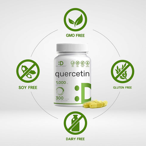 DEAL SUPPLEMENT Quercetin 1,000mg Per Serving, 300 Capsules – Healthy Immune Support, Non-GMO, Soy Free, No Gluten