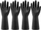 Bamllum 4 Pairs Rubber Kitchen Dishwashing Gloves, Reusable Household Cleaning Gloves for Washing Dishes (Medium, Black)
