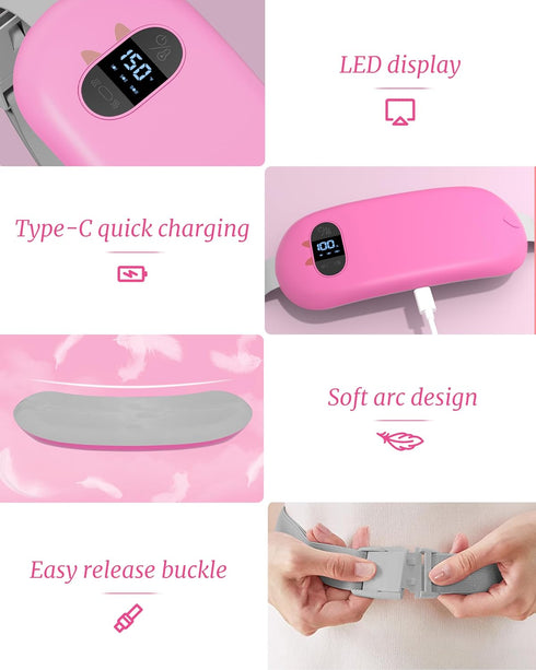 Portable Heating Pad for Cramps, Cordless Electric Fast Heating Pad for Back Pain Relief, 6 Heat & Massage Modes