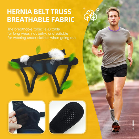 Hernia Belt Truss for Men Women - Adjustable Groin Waist Straps, 2 Removable Compression Pads for Pain Relief (L)