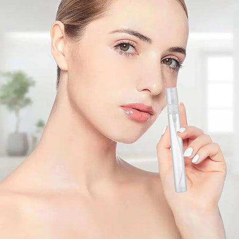 Mini Spray Bottle, 5 Pcs 10ml Clear Perfume Bottle with 3 Pcs Transfer Pipettes, Refillable Atomizer for Travel