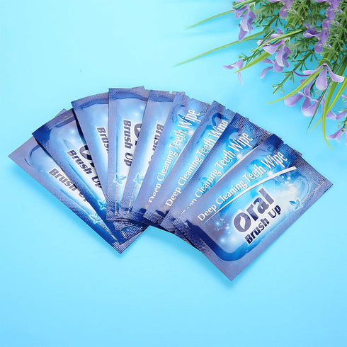 50Pcs Dental Clean Teeth Wipes, Disposable Brush Ups for Baby Oral Cleaning, Whitening for Deep Cleaning
