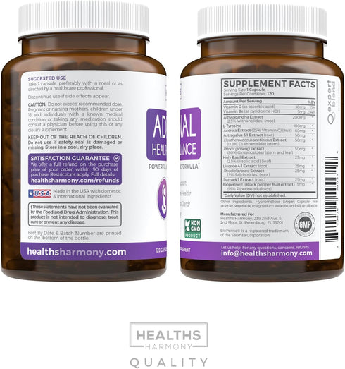 Adrenal Support & Cortisol Manager - Non-GMO, 120 Capsules, Powerful Adrenal Health with Ashwagandha