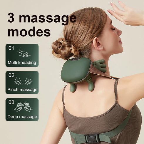 hopungfx Shoulder and Neck Massager with Heat, Portable Cordless Deep Kneading Muscle Relaxer, Neck Massager