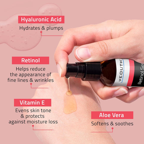 YEOUTH Retinol Serum for Face 1oz - Hydrating Face Serum with Hyaluronic Acid for All Skin Types