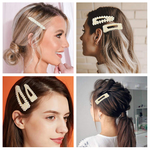 laxizar 18 Pcs Pearl Hair Clips, Large Hair Clips Barrette for Women Girls Fashion Hair Accessories