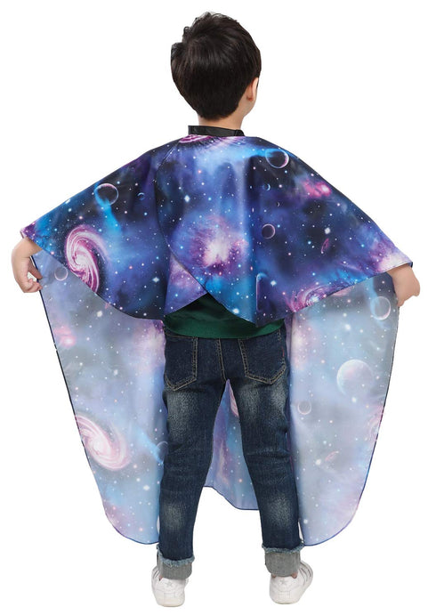 PERFEHAIR Kids Haircut Barber Cape Cover - Hair Cutting, Styling, and Shampoo with Space Starry Sky Printing