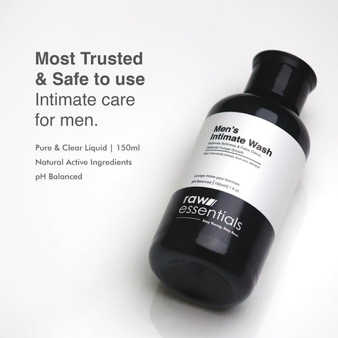 Raw Essentials 150 ml, SDKWDH Intimate Wash for Men Relieves Itchiness & Odour, Prevents Fungal Growth, Brightens Groin