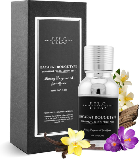 Bacarat Rouge Type Essential Oil for Diffuser, Made in USA (0.5 Fl Oz 15ml) Jasmine, Saffron & Vanilla