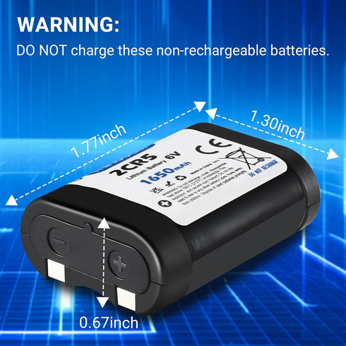Mihobatt 5-Pack 2CR5 6V 1650mAh 2CR5M 5032LC DL245 EL2CR5 KL2CR5 RL2CR5 Battery, with PTC Protection Replacement