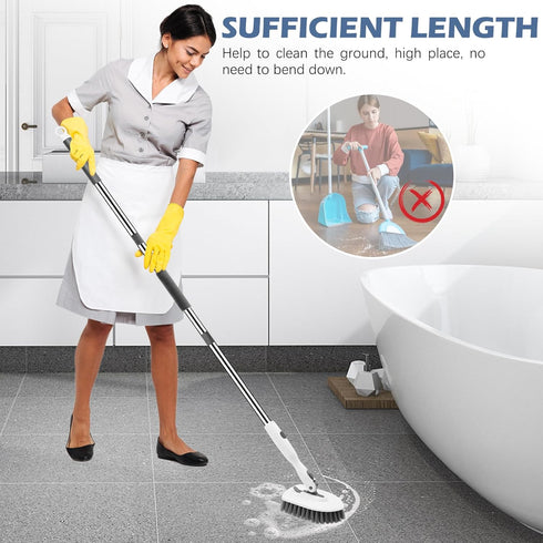 SetSail 4-in-1 52-inch 3 Tile Tub Floor Scrubber with Long Adjustable Handle Shower Cleaner Brush with V-Shaped Grout