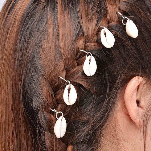 Vintage Dreadlock Hair Rings Clips, 5 Pcs Shell Braid Hair Hoops for Women and Girls