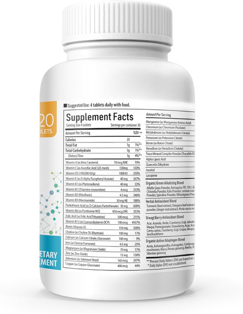 Vital Multi 143 - 120 Tablets - Multivitamin & Multimineral Supplement with 20 Vitamins and 72 Minerals, 30 Day Supply
