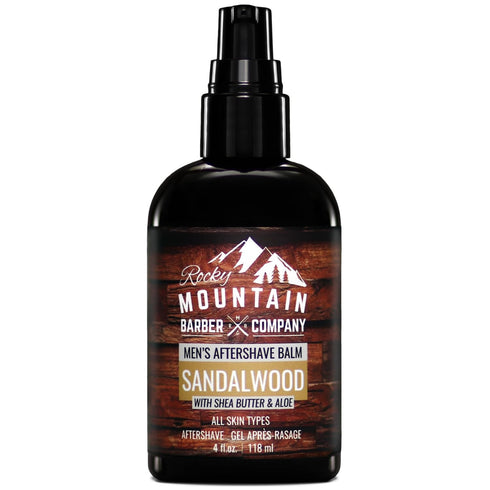 Rocky Mountain Barber Company Aftershave Balm for Men, Sandalwood Essential Oil, Coconut Oil, 4 oz