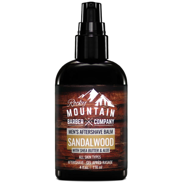Rocky Mountain Barber Company Aftershave Balm for Men, Sandalwood Essential Oil, Coconut Oil, 4 oz