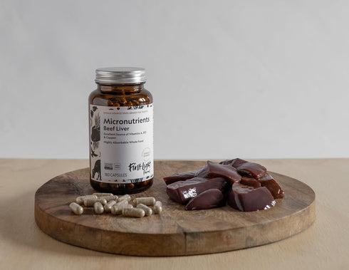 First Light Farms Grassfed Beef Liver Supplement, Freeze Dried Grass-Fed Liver Capsules, Vitamin B12, Copper, Iron, 180