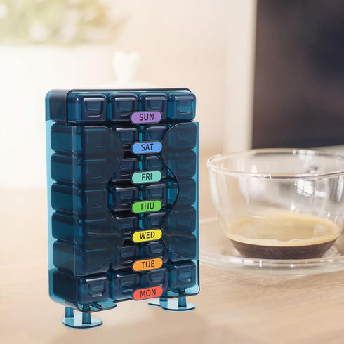 TOYANDONA Portable Weekly Medicine Organizer Reusable Travel Case with Storage for Daily Pill Sorting and Convenient