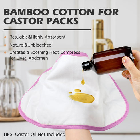 Pack 2 Packs Plus Size Castor Oil Pcs Castor Oil Wrap Organic Cotton Reusable Kit Organic Cold Pressed Unrefined Castor