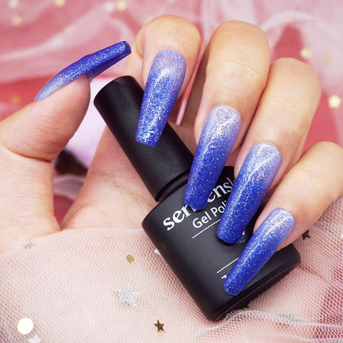 senvenski Color Changing Gel Nail Polish Kit, UV/LED Soak Off Nail Art Set with Glitter Colors