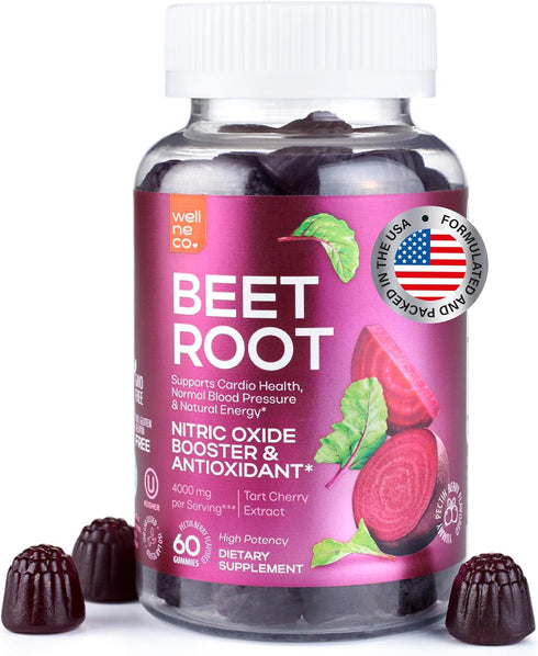 Nitric Oxide Supplements Gummies for Men and Women - Beet Chews with Tart Cherry Extract 4000 mg - Non-GMO, Pectin Based