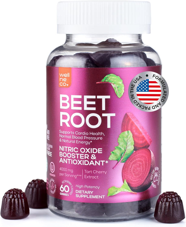Nitric Oxide Supplements Gummies for Men and Women - Beet Chews with Tart Cherry Extract 4000 mg - Non-GMO, Pectin Based