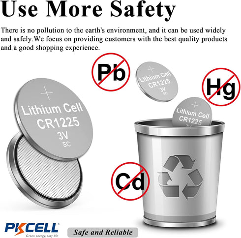PKCELL 50-Pack CR1225 3V Lithium Batteries for Thermometer
