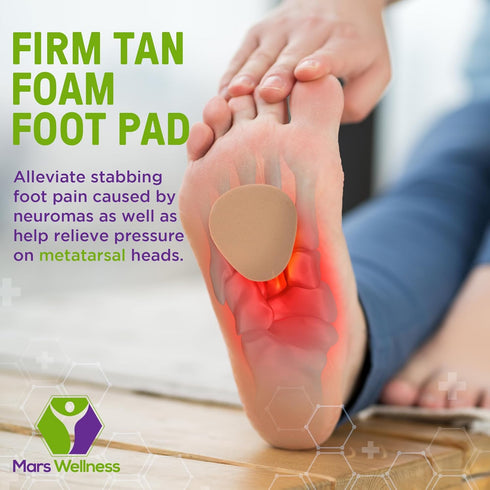 Metatarsal Firm Tan Foam Foot Pad, 1/4" Thick Cushions, 6 Pairs (12 Pieces)