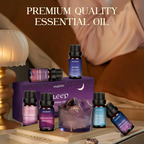 WUSEONY Set Set 6 Sleep Essential Oils for Diffusers for Home, of Essential Oil Blend Aromatherapy - Eucalyptus