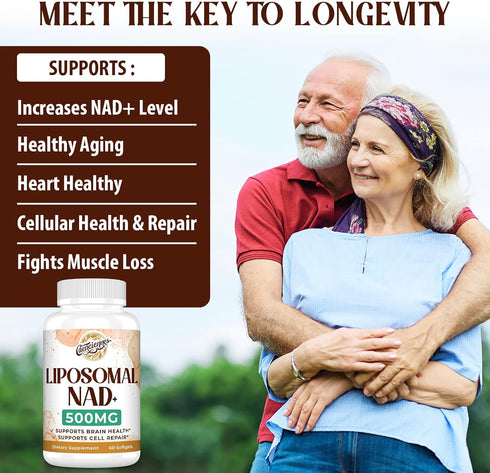 Liposomal NAD+ 500 MG Supplement, True NAD Plus for Cellular Energy, Superior Absorption, Healthy Aging, 120 Serving