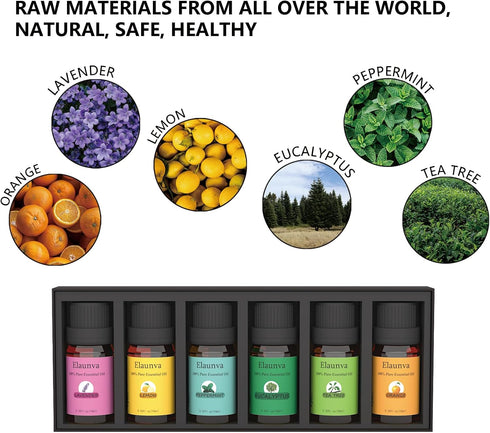 Set 6 (6 10mL) Essential Oils Aromatherapy - Oils for Diffusers, Home Care, Candle Making Scents, Fragrance