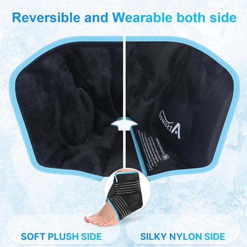Atsuwell Ankle Ice Pack Wrap, Reusable Gel for Foot Ankle Heel, Cold Compress Therapy for Soothing Pain and Injuries