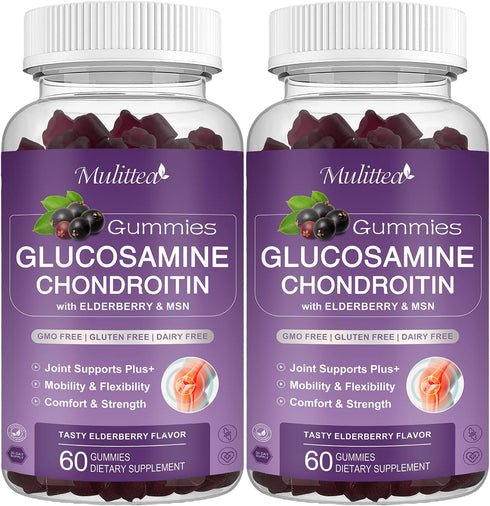 Glucosamine Chondroitin Gummies - Extra Strength Joint Support Supplement with MSM & Elderberry for Natural Joint and