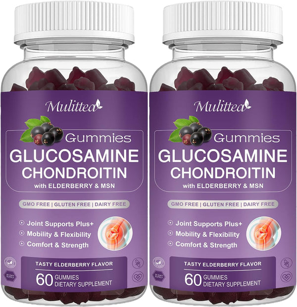 Glucosamine Chondroitin Gummies - Extra Strength Joint Support Supplement with MSM & Elderberry for Natural Joint and