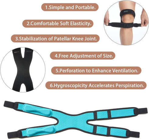 Patella Knee Strap, Adjustable Knee Brace with 3D Silicone Insert for Pain Prevention & Relief for Running, Football